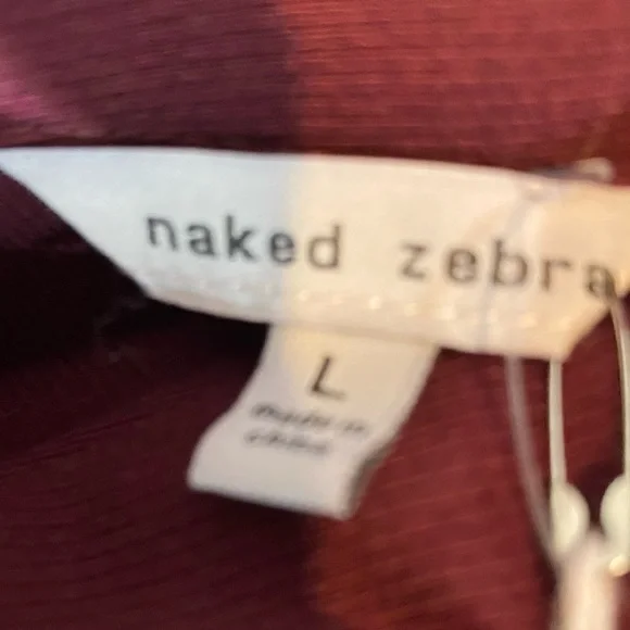 Naked Zebra Wine Color Cold Shoulder Top Size Large - Picture 2 of 4